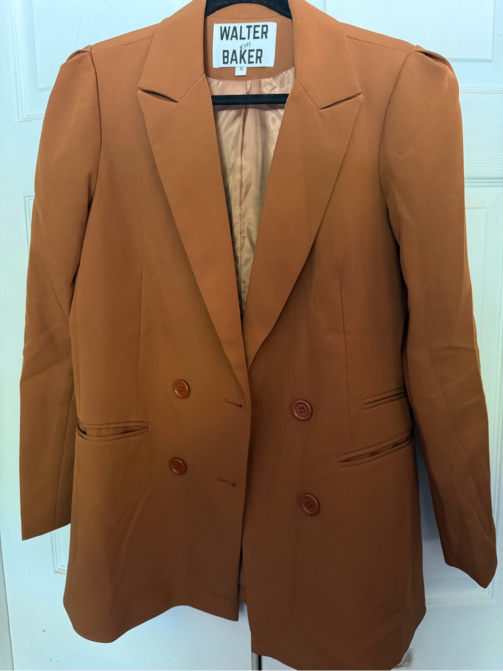Walter Baker Double-Breasted Blazer in Rust Brown